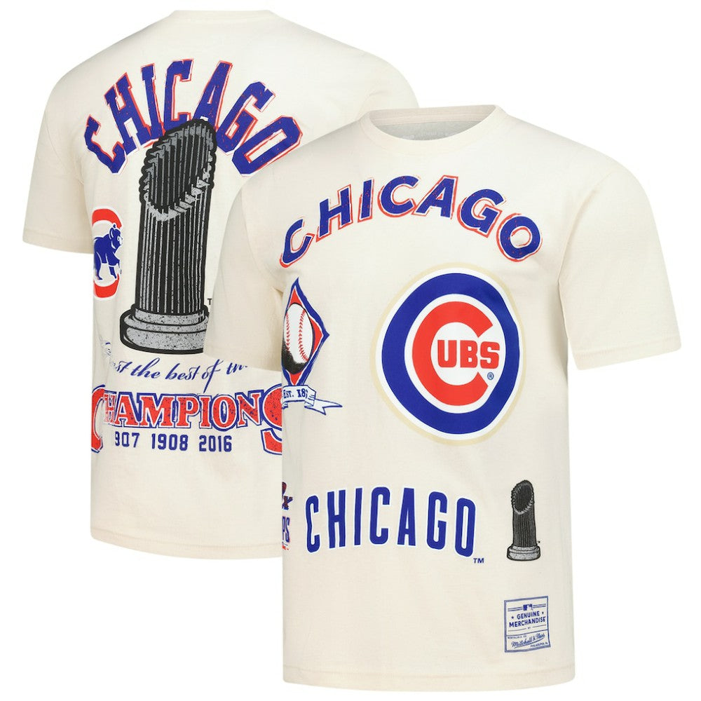 Chicago Cubs Mitchell & Ness Legacy Defined T-Shirt - Cream T-shirts