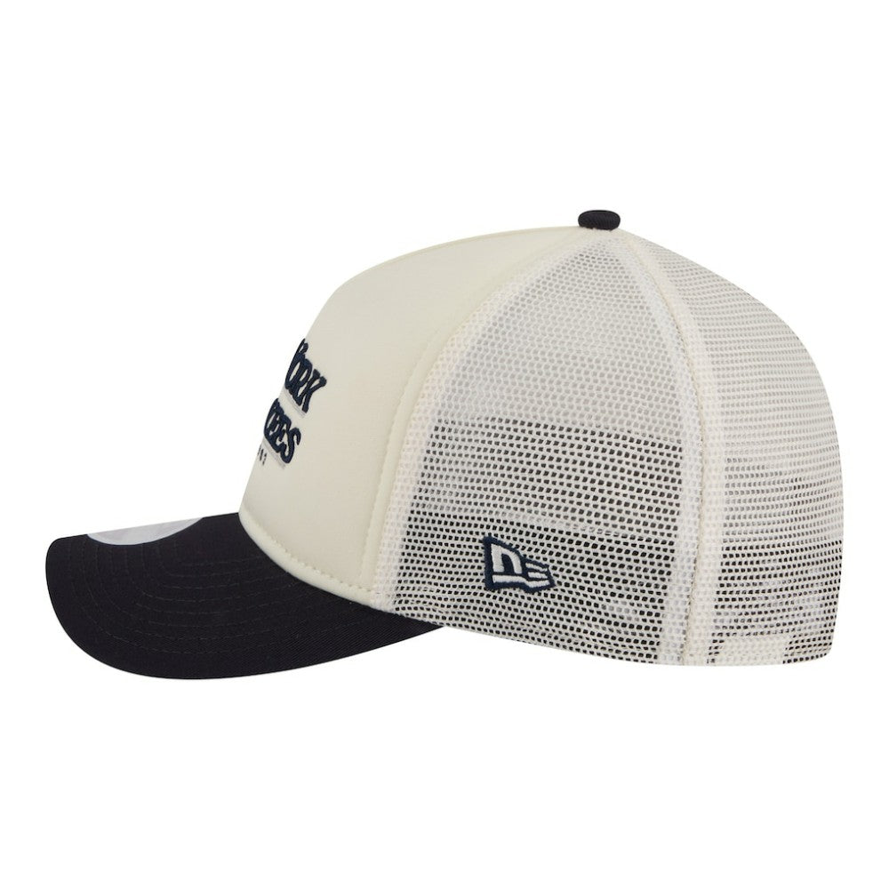 New York Yankees New Era Women's Retro 9FORTY M-Crown A-Frame Trucker Adjustable Hat - Light Beige/Navy Hats