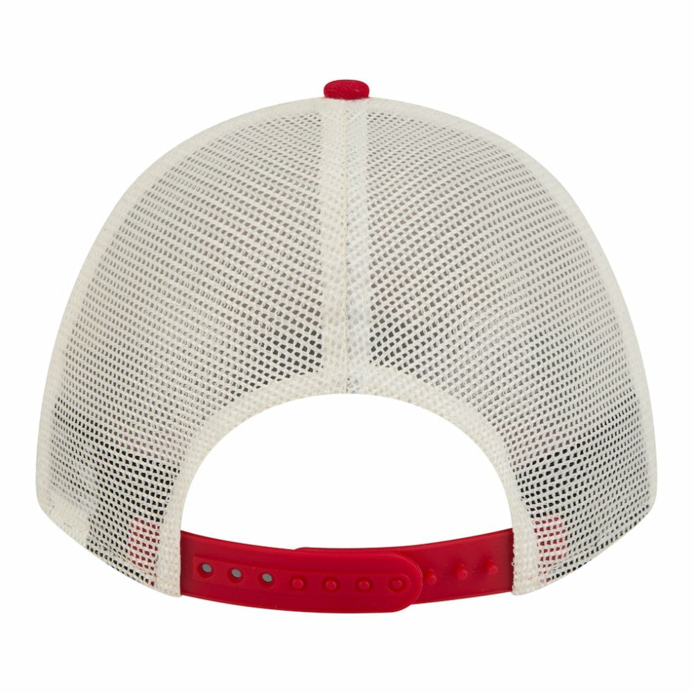 Philadelphia Phillies New Era Women's Retro 9FORTY M-Crown A-Frame Trucker Adjustable Hat - Light Beige/Red Hats