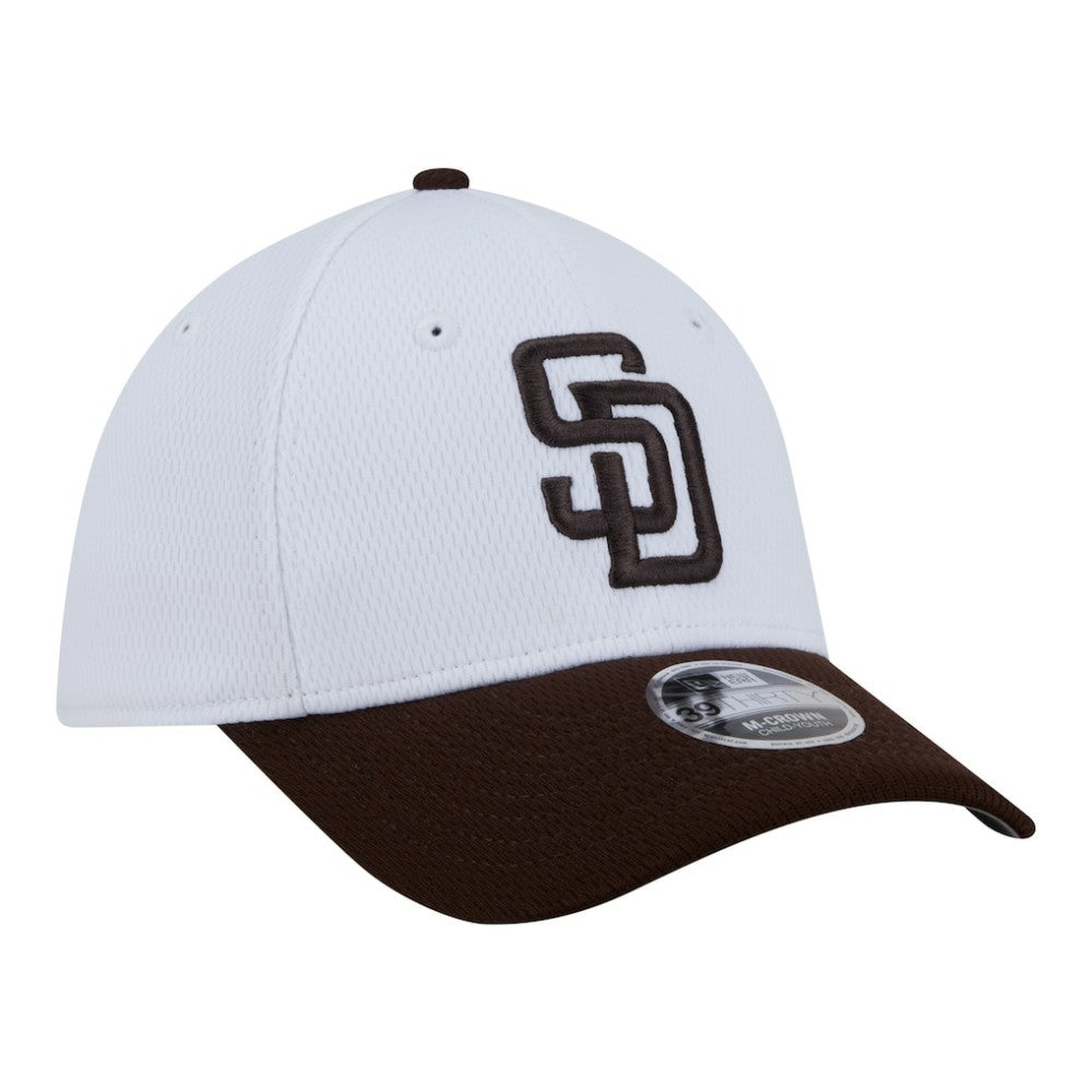San Diego Padres New Era Youth Baseball 39THIRTY M-Crown Flex Hat - White/Brown Hats