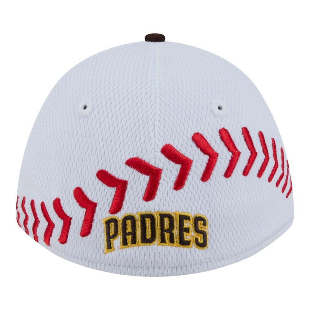 San Diego Padres New Era Youth Baseball 39THIRTY M-Crown Flex Hat - White/Brown Hats