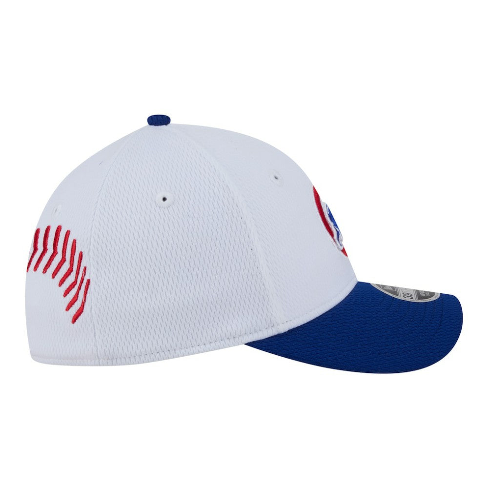 Chicago Cubs New Era Youth Baseball 39THIRTY M-Crown Flex Hat - White/Royal Hats