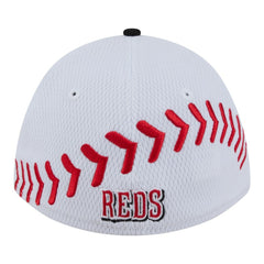 Cincinnati Reds New Era Youth Baseball 39THIRTY M-Crown Flex Hat - White/Red Hats
