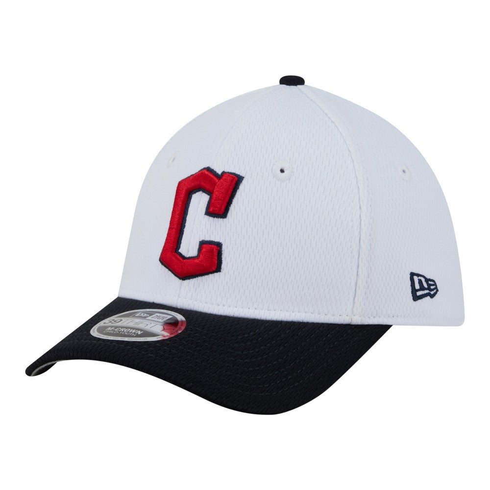 Cleveland Guardians New Era Youth Baseball 39THIRTY M-Crown Flex Hat - White/Navy Hats