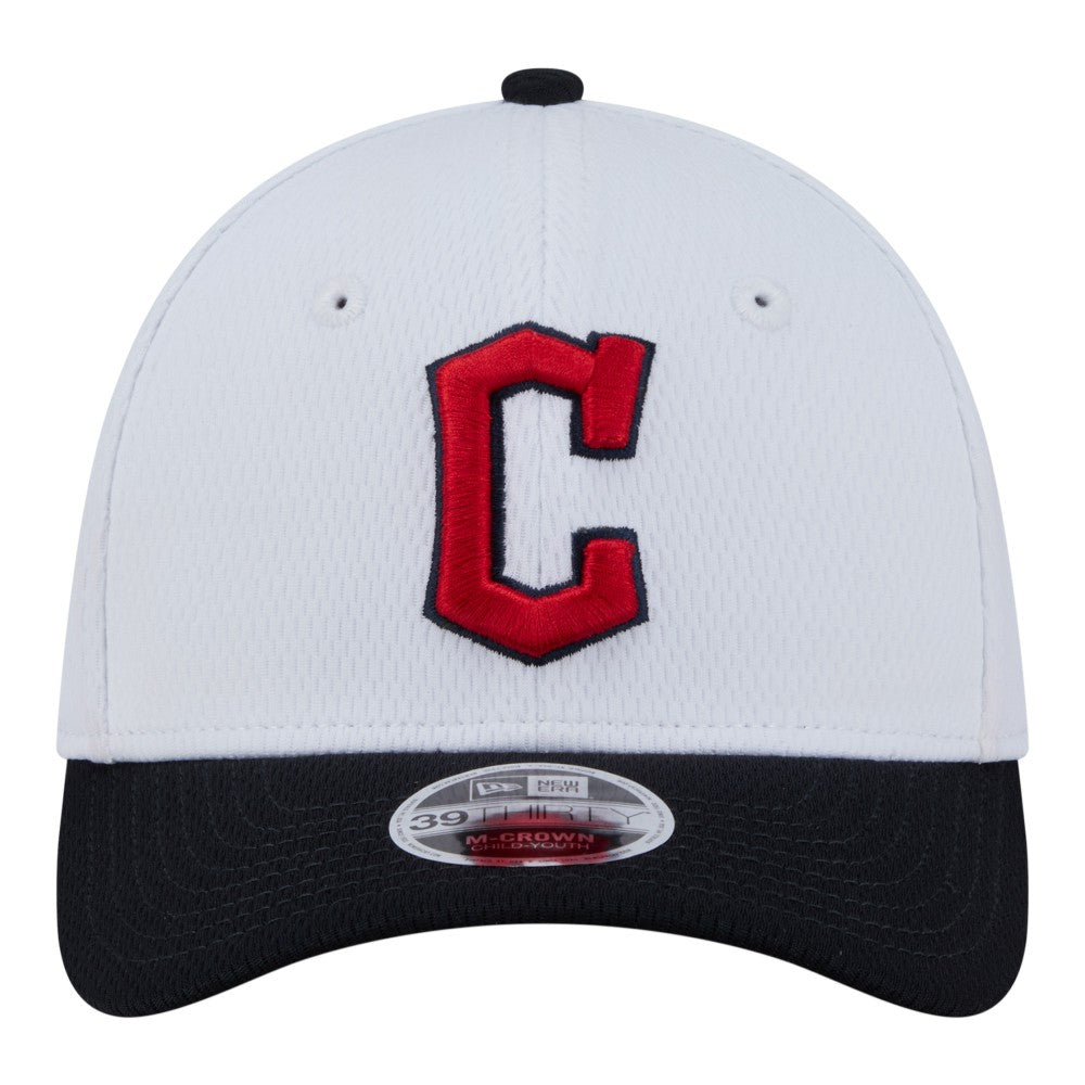 Cleveland Guardians New Era Youth Baseball 39THIRTY M-Crown Flex Hat - White/Navy Hats