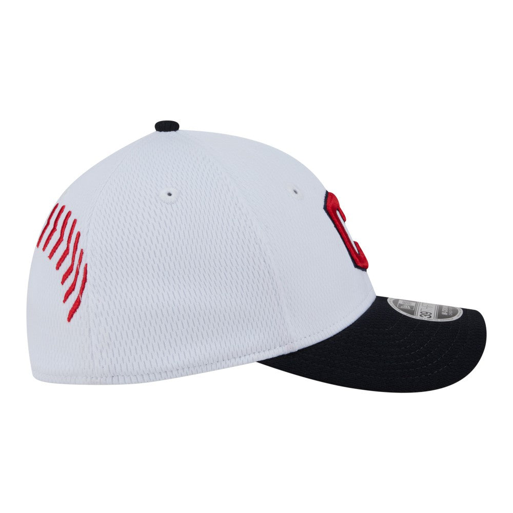 Cleveland Guardians New Era Youth Baseball 39THIRTY M-Crown Flex Hat - White/Navy Hats