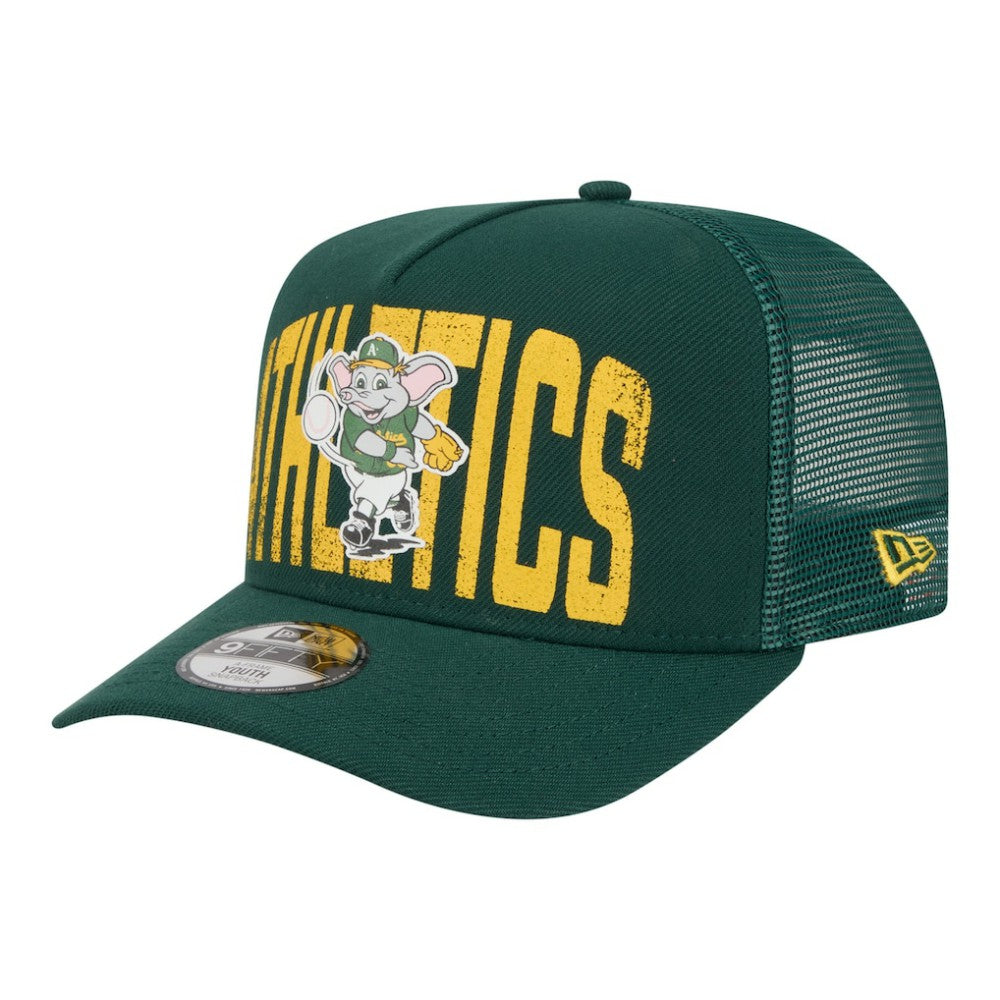 Athletics New Era Youth Logo Fade A-Frame 9FIFTY Snapback Hat - Green Hats