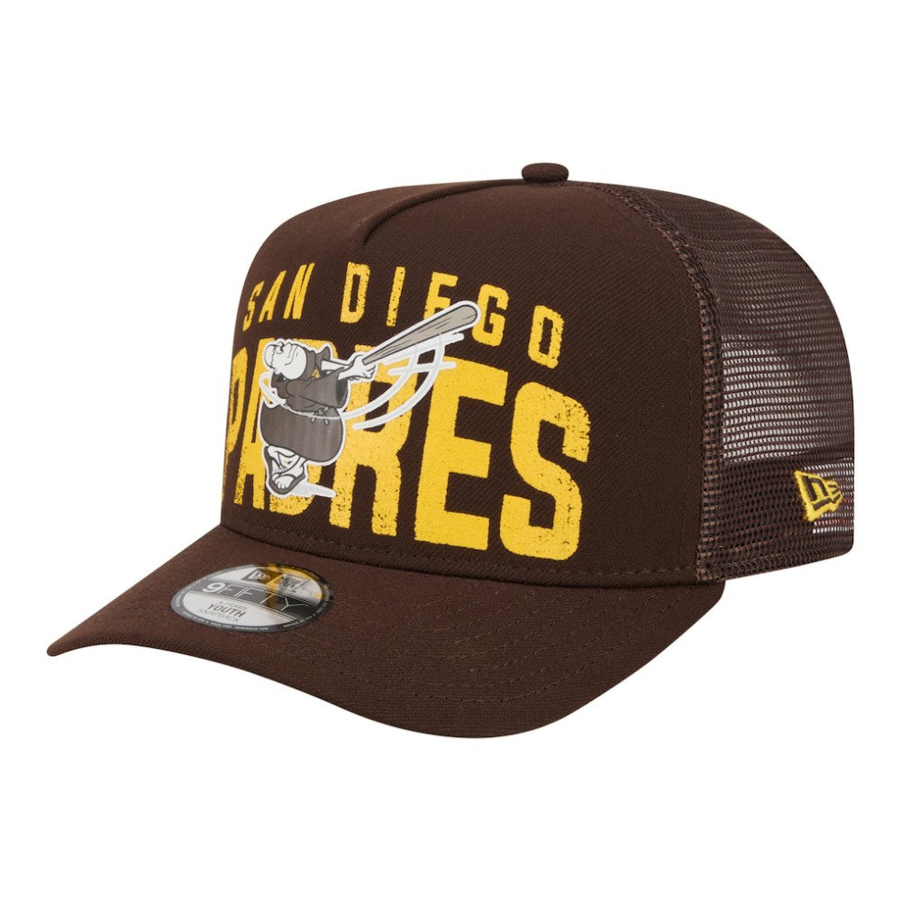San Diego Padres New Era Youth Logo Fade A-Frame 9FIFTY Snapback Hat - Brown Hats