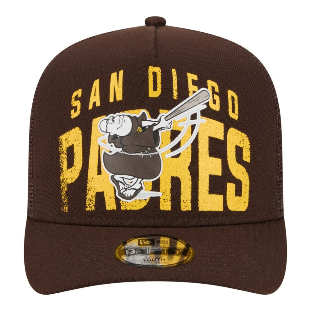 San Diego Padres New Era Youth Logo Fade A-Frame 9FIFTY Snapback Hat - Brown Hats