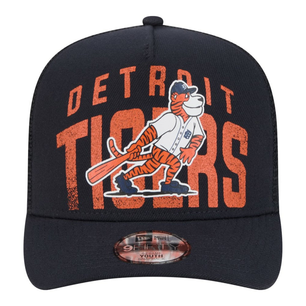 Detroit Tigers New Era Youth Logo Fade A-Frame 9FIFTY Snapback Hat - Navy Hats