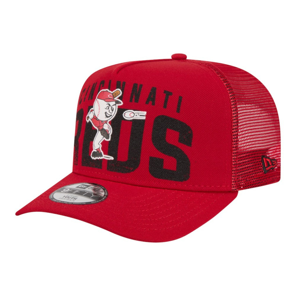 Cincinnati Reds New Era Youth Logo Fade A-Frame 9FIFTY Snapback Hat - Red Hats