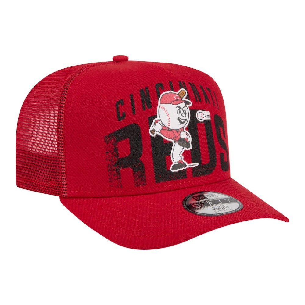 Cincinnati Reds New Era Youth Logo Fade A-Frame 9FIFTY Snapback Hat - Red Hats