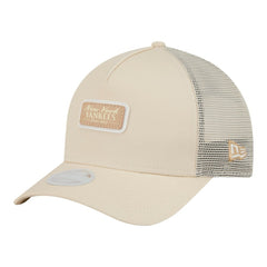 New York Yankees New Era Women's Tonal Patch 9FORTY M-Crown A-Frame Trucker Adjustable Hat - Light Beige Hats