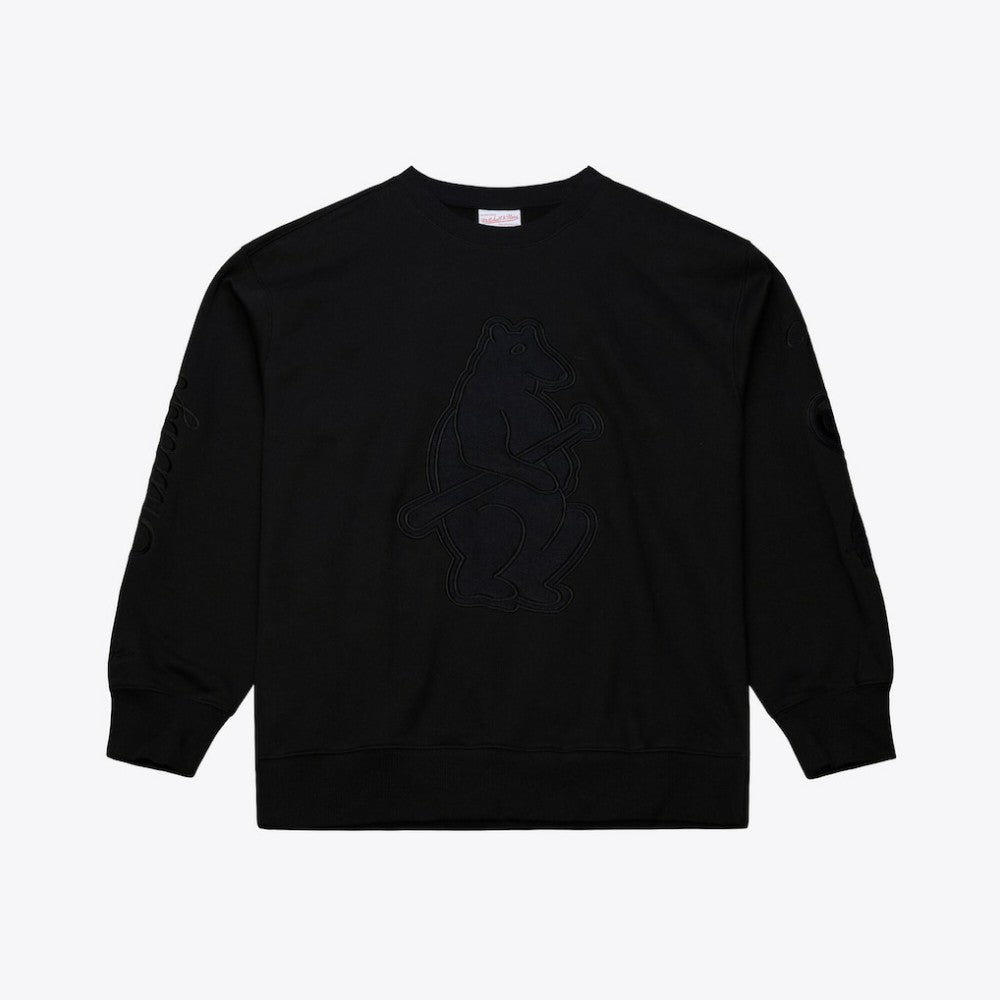 Chicago Cubs Mitchell & Ness Phantom Fleece Crewneck Sweatshirt - Black Sweatshirts