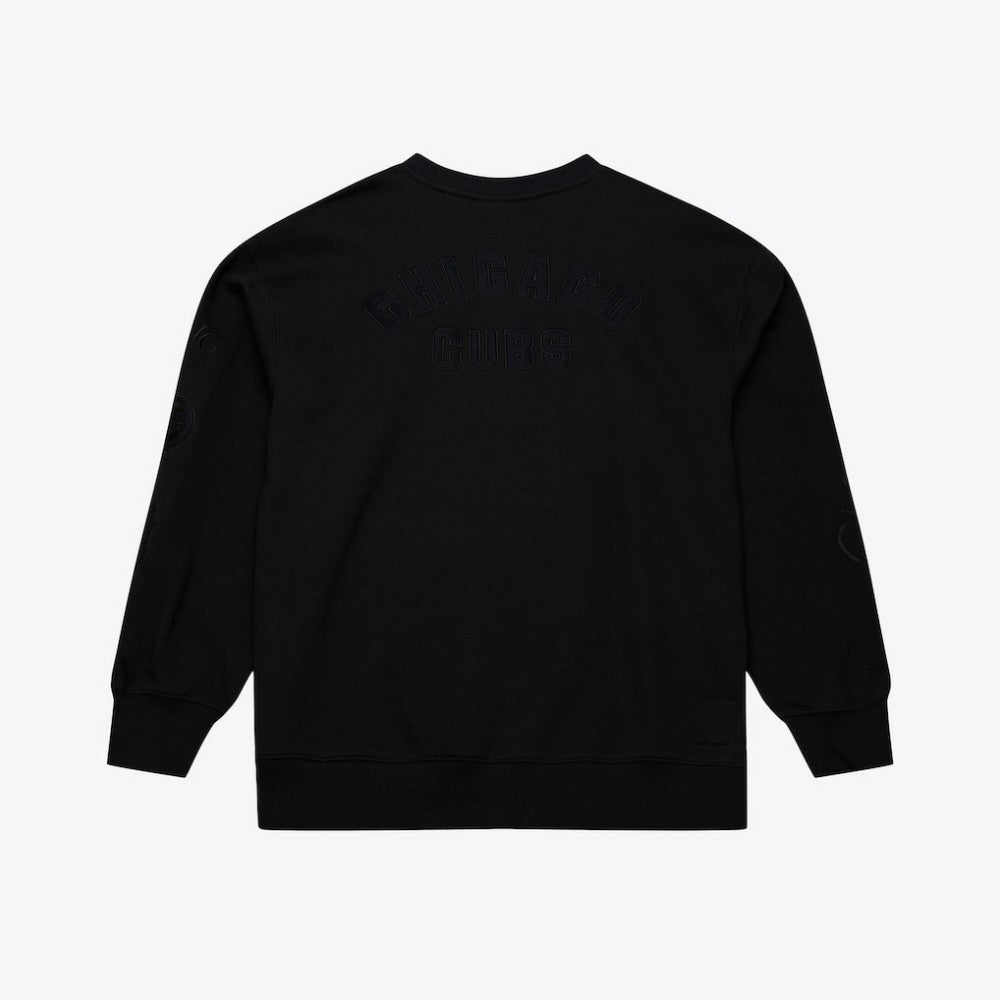 Chicago Cubs Mitchell & Ness Phantom Fleece Crewneck Sweatshirt - Black Sweatshirts