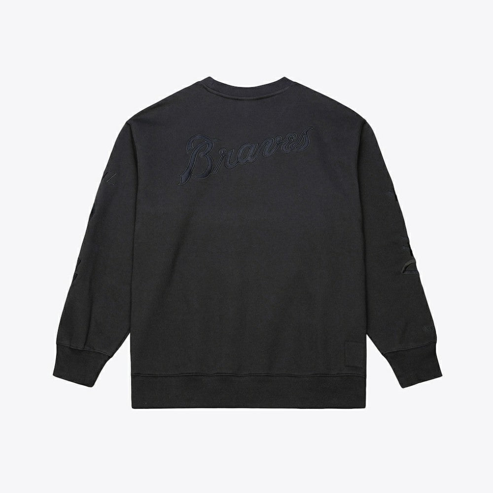 Atlanta Braves Mitchell & Ness Phantom Fleece Crewneck Sweatshirt - Black Sweatshirts