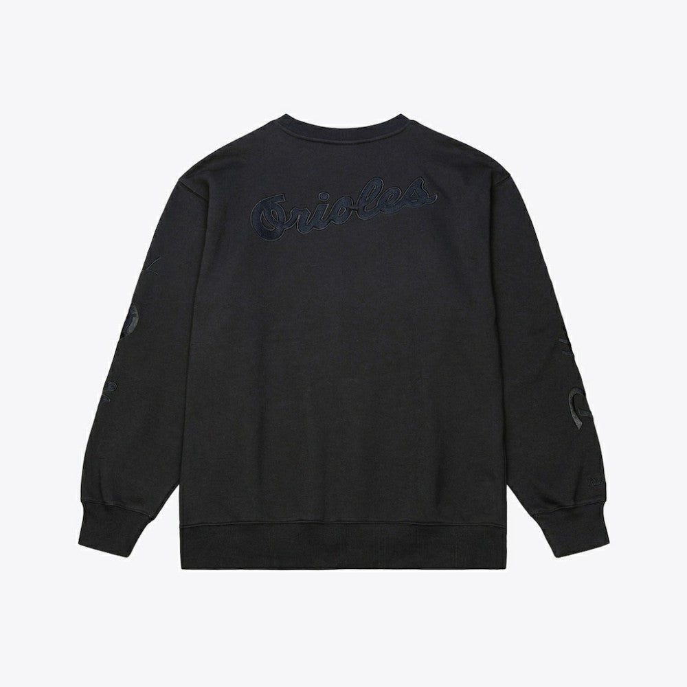 Baltimore Orioles Mitchell & Ness Phantom Fleece Crewneck Sweatshirt - Black Sweatshirts