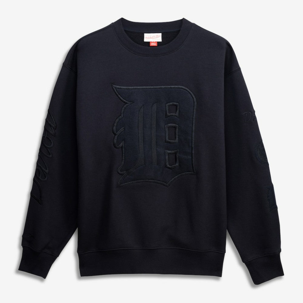 Detroit Tigers Mitchell & Ness Phantom Fleece Crewneck Sweatshirt - Black Sweatshirts