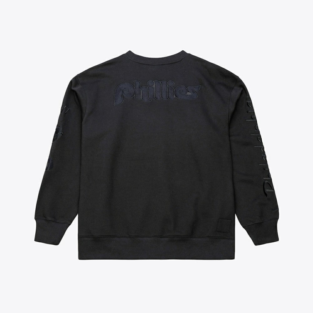 Philadelphia Phillies Mitchell & Ness Phantom Fleece Crewneck Sweatshirt - Black Sweatshirts