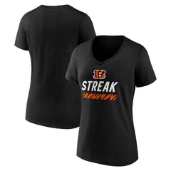 Cincinnati Bengals Women's Streak V-Neck T-Shirt - Black T-shirts