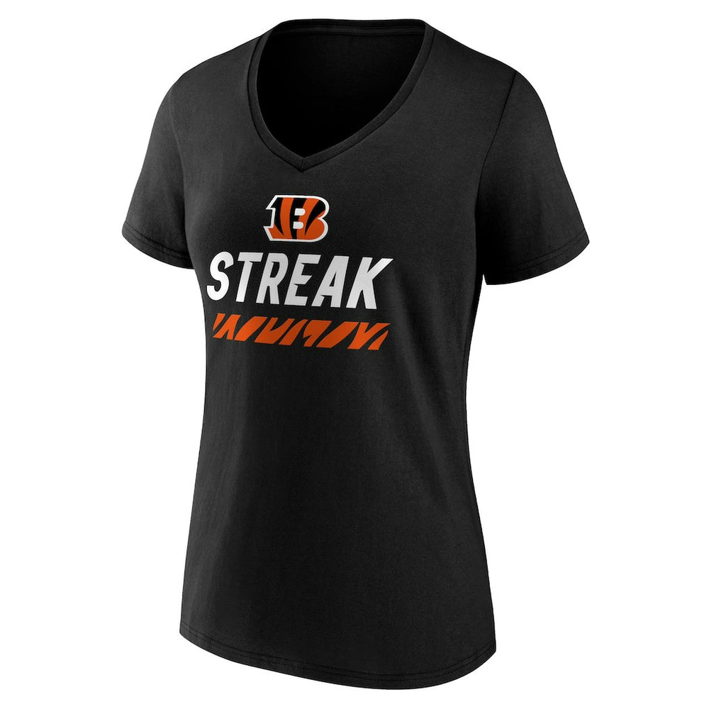 Cincinnati Bengals Women's Streak V-Neck T-Shirt - Black T-shirts