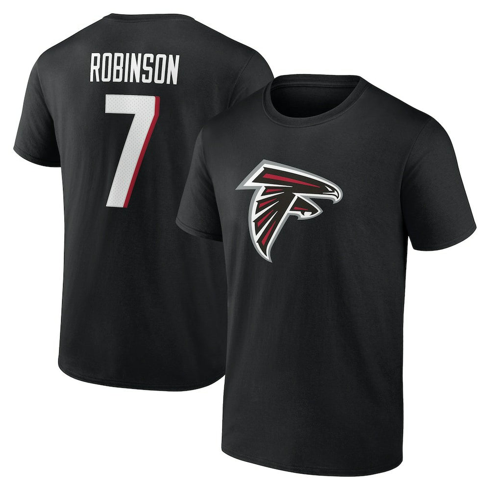 Bijan Robinson Atlanta Falcons Icon Name & Number T-Shirt - Black T-shirts