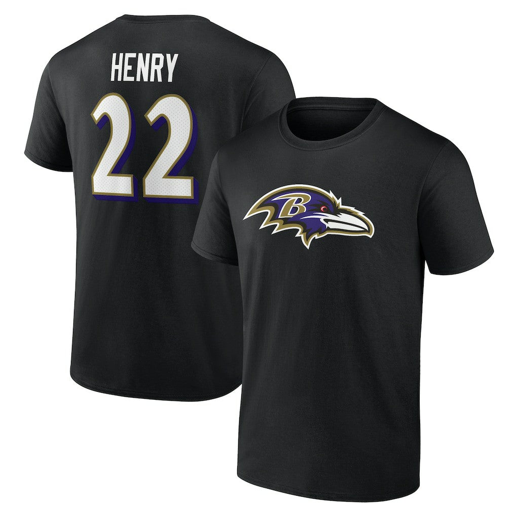 Derrick Henry Baltimore Ravens Icon Name & Number T-Shirt - Black T-shirts