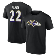 Derrick Henry Baltimore Ravens Icon Name & Number T-Shirt - Black T-shirts