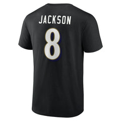 Lamar Jackson Baltimore Ravens Icon Name & Number T-Shirt - Black T-shirts