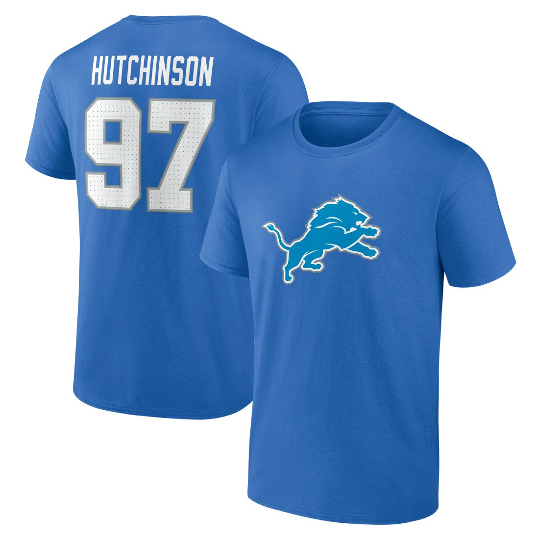 Aidan Hutchinson Detroit Lions Icon Name & Number T-Shirt - Blue T-shirts
