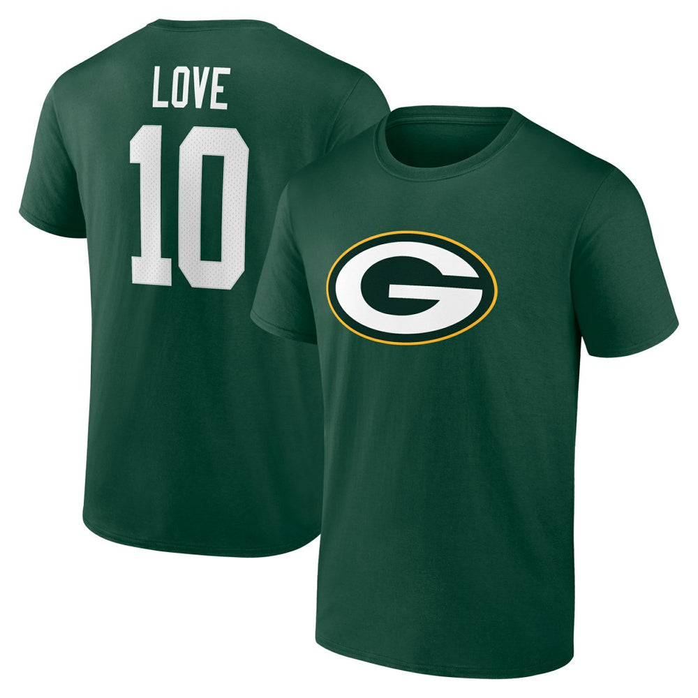 Jordan Love Green Bay Packers Icon Name & Number T-Shirt - Green T-shirts