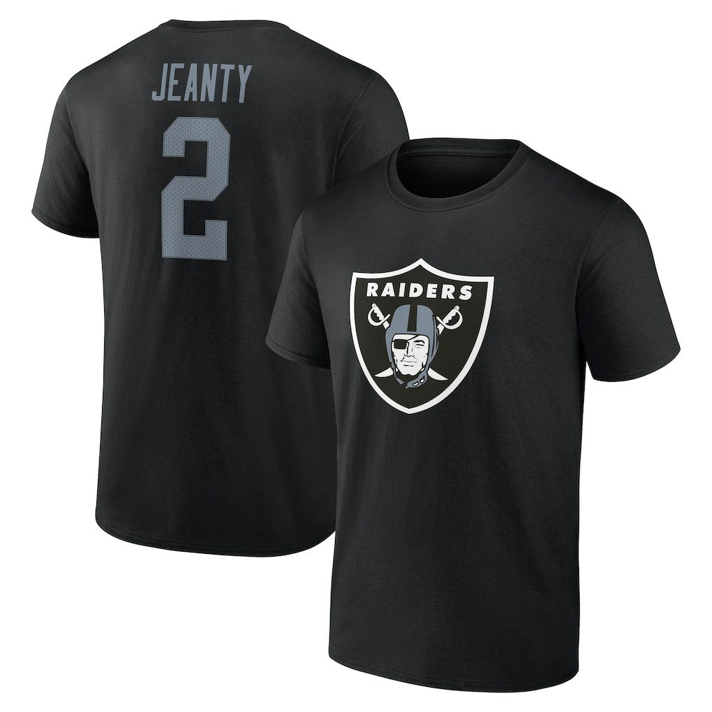 Ashton Jeanty Las Vegas Raiders Icon Name & Number T-Shirt - Black T-shirts