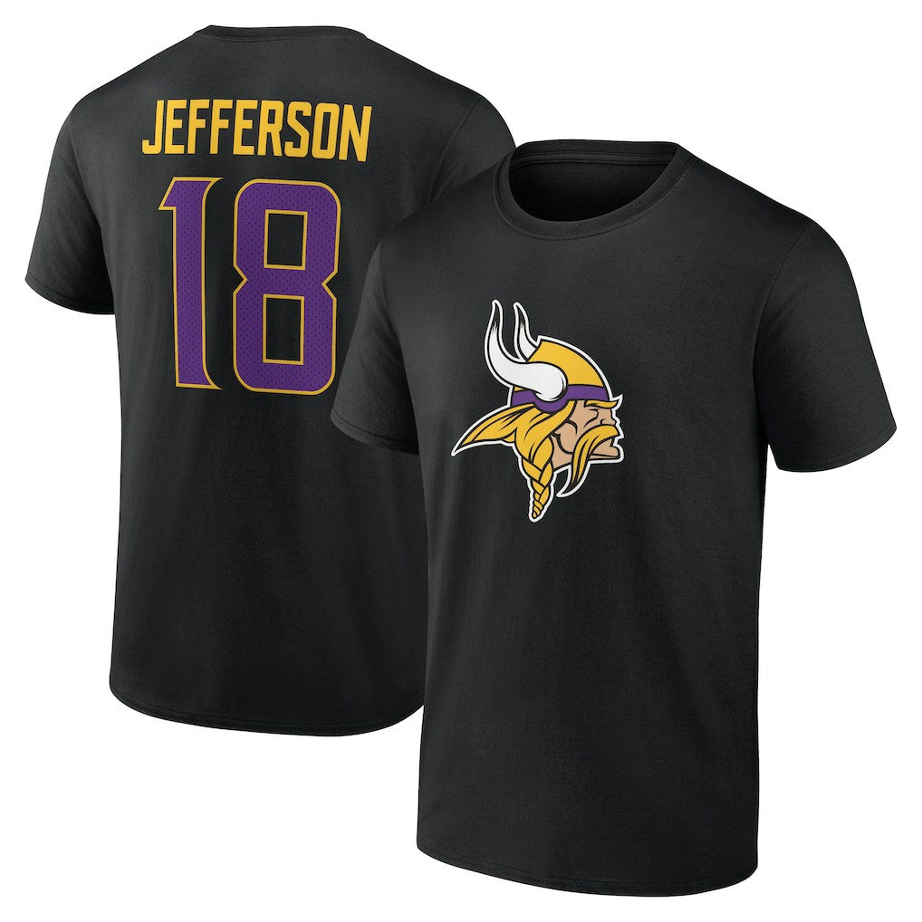 Justin Jefferson Minnesota Vikings Icon Name & Number T-Shirt - Black T-shirts