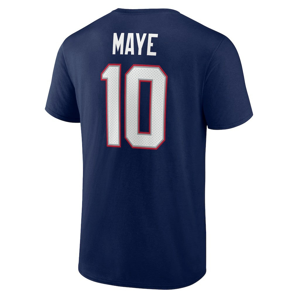 Drake Maye New England Patriots Icon Name & Number T-Shirt - Navy T-shirts