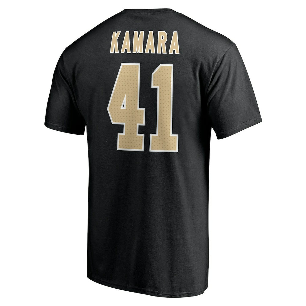 Alvin Kamara New Orleans Saints Icon Name & Number T-Shirt - Black T-shirts