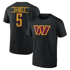 Jayden Daniels Washington Commanders Icon Name & Number T-Shirt - Black T-shirts