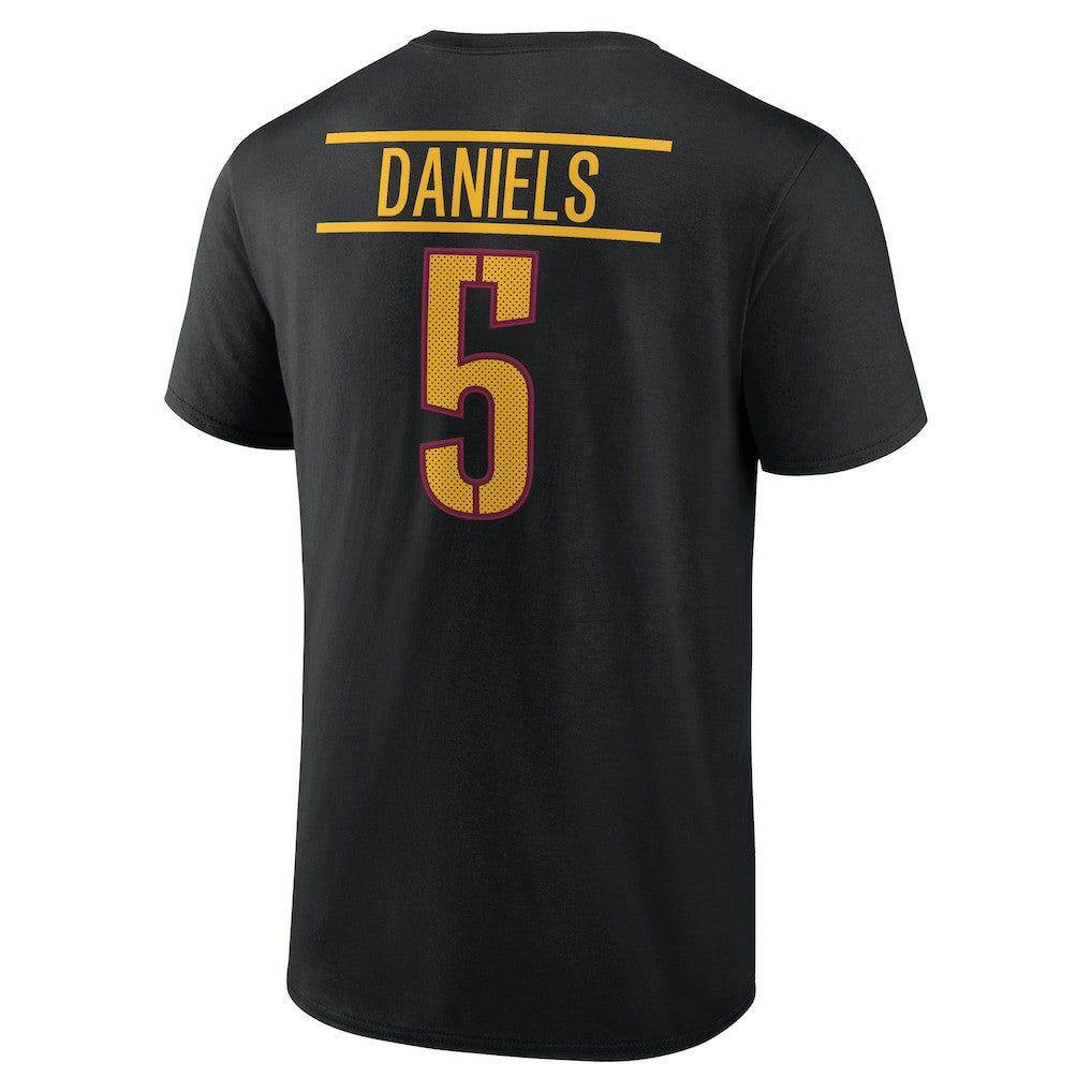 Jayden Daniels Washington Commanders Icon Name & Number T-Shirt - Black T-shirts