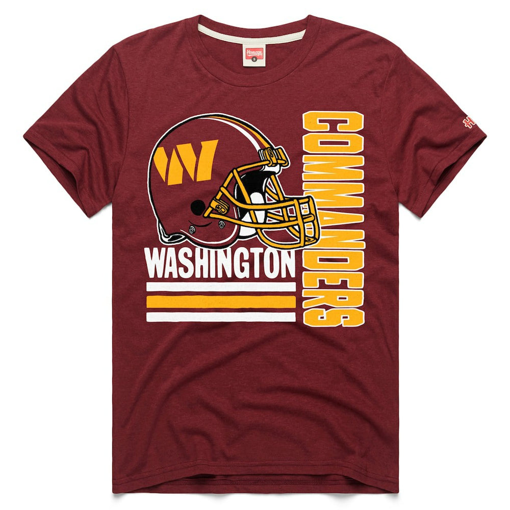 Washington Commanders Homage Helmet Stripe Tri-Blend T-Shirt - Burgundy T-shirts