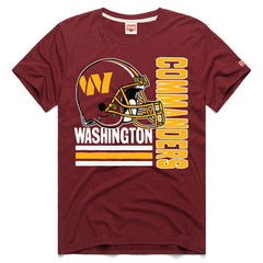 Washington Commanders Homage Helmet Stripe Tri-Blend T-Shirt - Burgundy T-shirts
