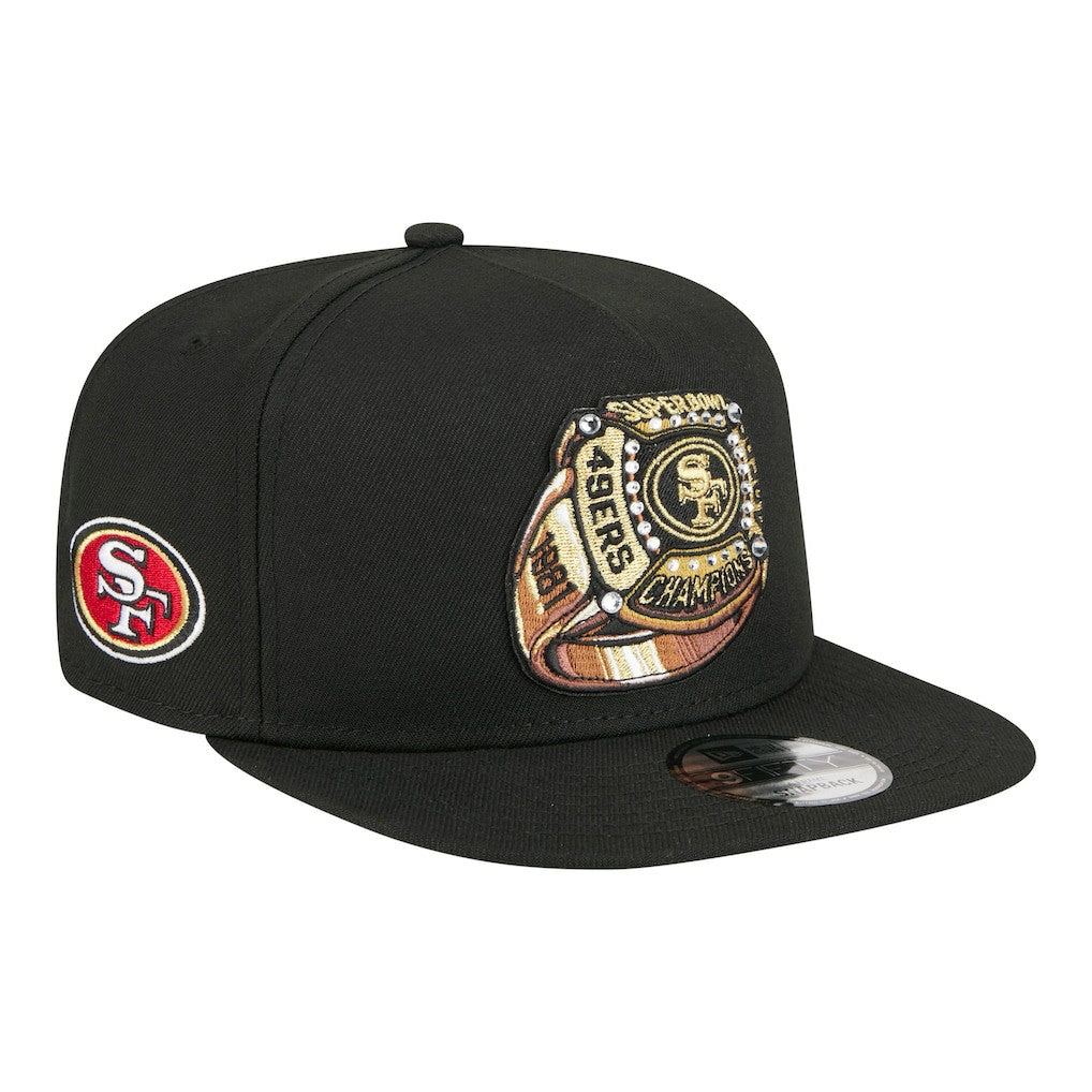 San Francisco 49ers New Era Super Bowl Ring 9FIFTY A-Frame Adjustable Hat - Black Hats