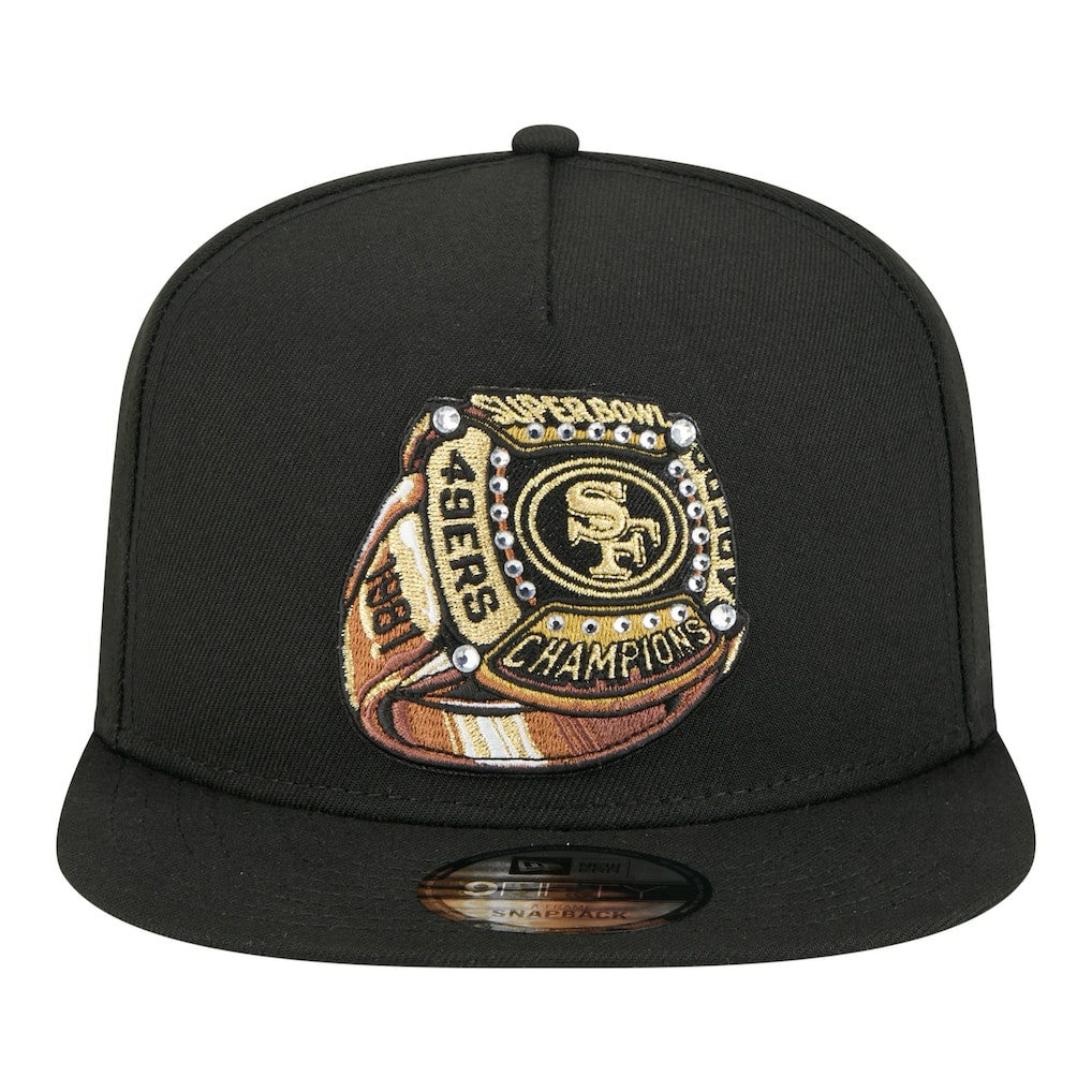 San Francisco 49ers New Era Super Bowl Ring 9FIFTY A-Frame Adjustable Hat - Black Hats