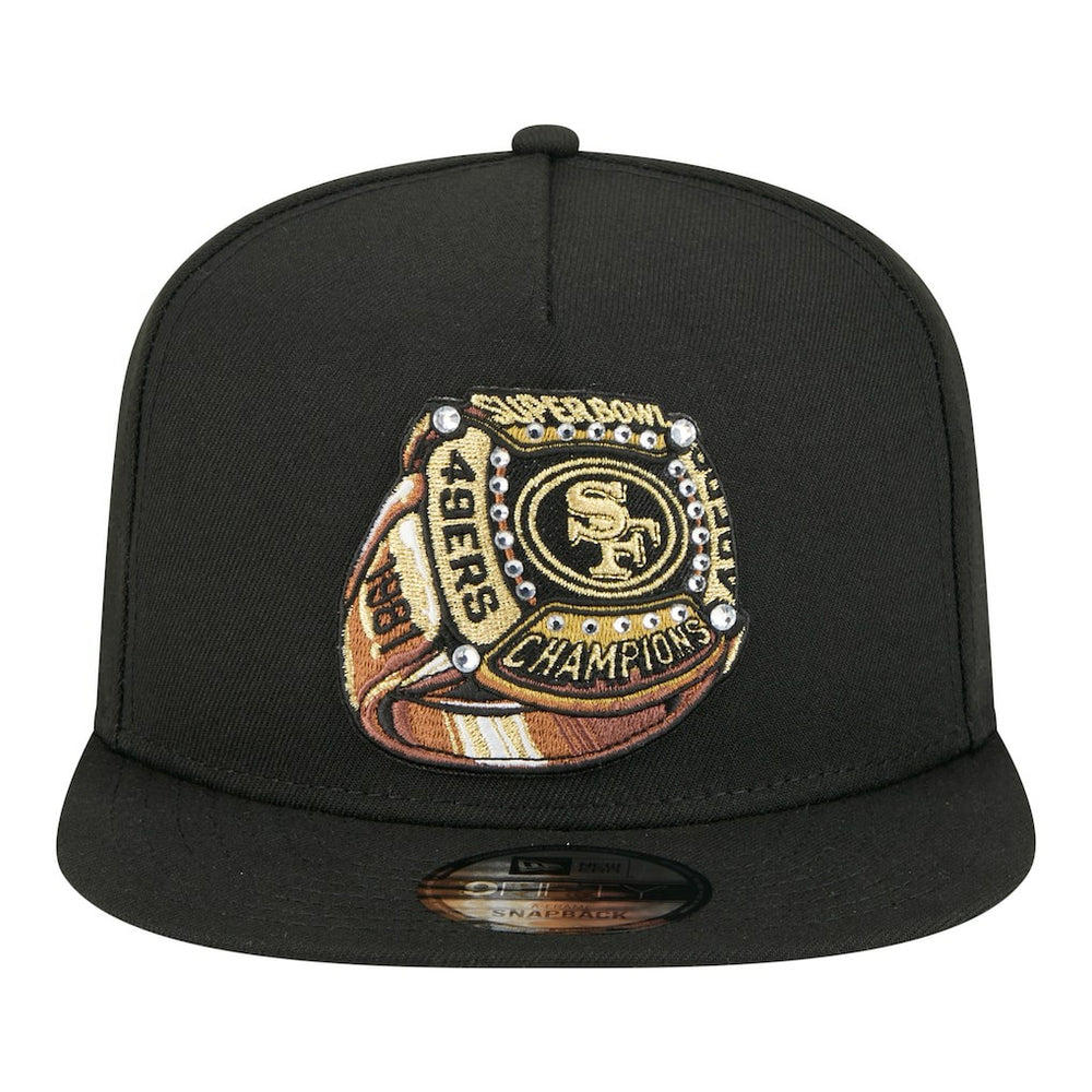 San Francisco 49ers New Era Super Bowl Ring 9FIFTY A-Frame Adjustable Hat - Black Hats