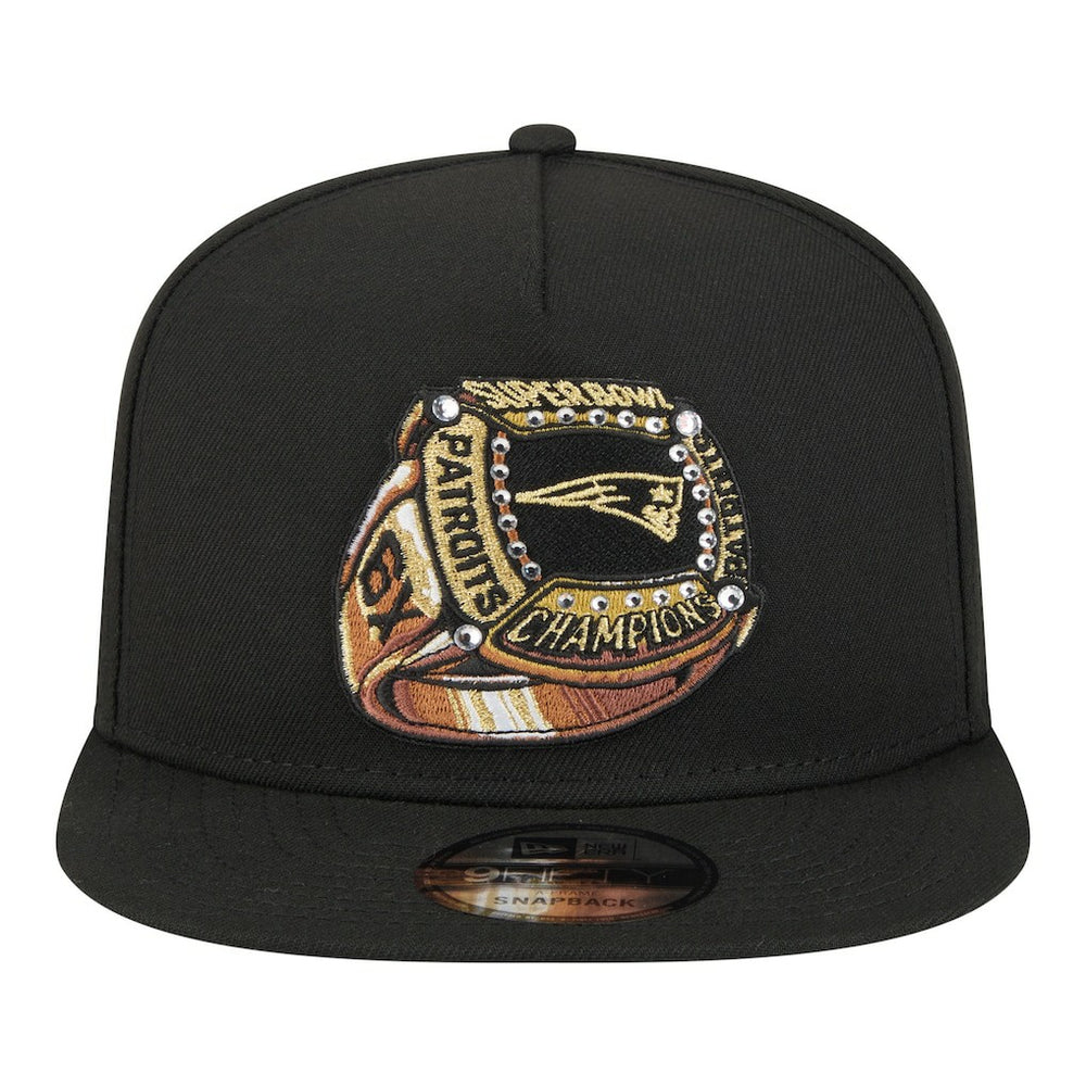 New England Patriots New Era Super Bowl Ring 9FIFTY A-Frame Adjustable Hat - Black Hats