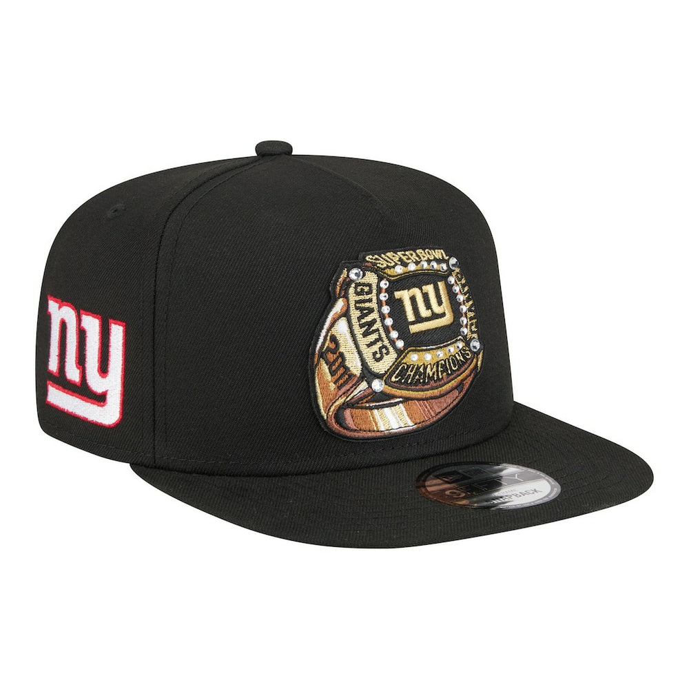 New York Giants New Era Super Bowl Ring 9FIFTY A-Frame Adjustable Hat - Black Hats