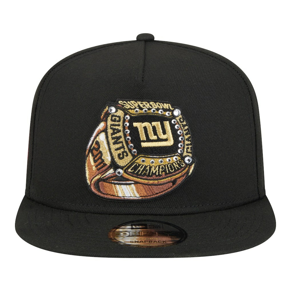 New York Giants New Era Super Bowl Ring 9FIFTY A-Frame Adjustable Hat - Black Hats