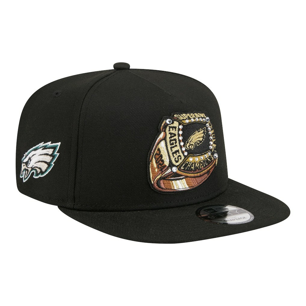 Philadelphia Eagles New Era Super Bowl Ring 9FIFTY A-Frame Adjustable Hat - Black Hats
