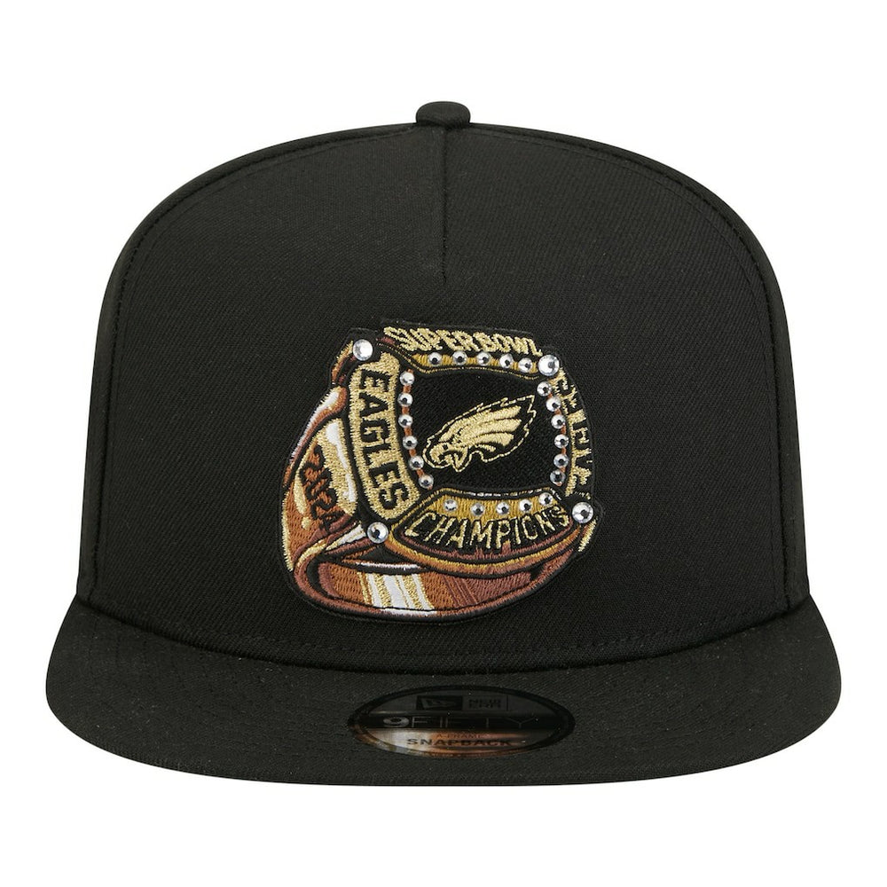 Philadelphia Eagles New Era Super Bowl Ring 9FIFTY A-Frame Adjustable Hat - Black Hats