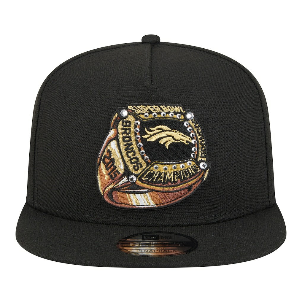 Denver Broncos New Era Super Bowl Ring 9FIFTY A-Frame Adjustable Hat - Black Hats