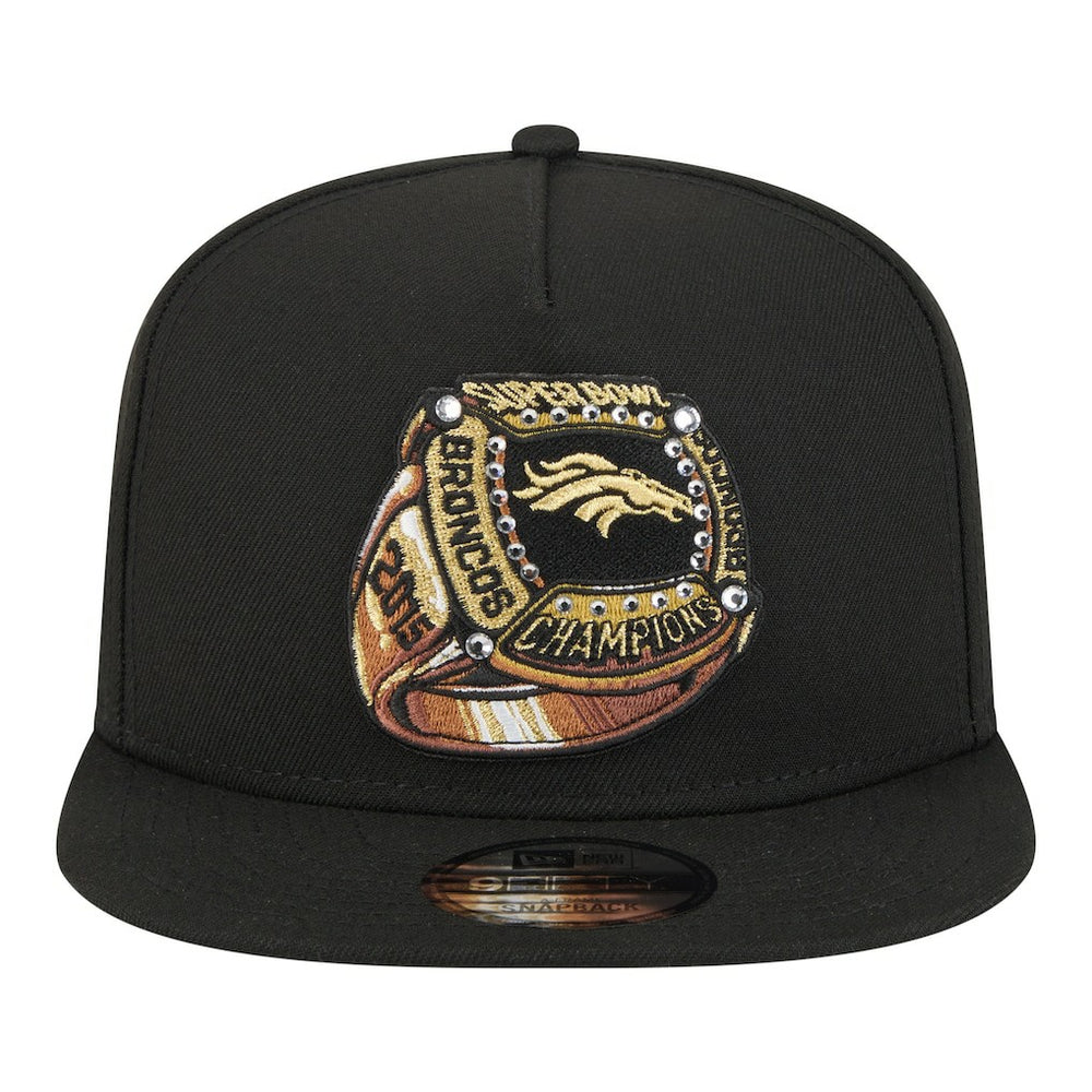 Denver Broncos New Era Super Bowl Ring 9FIFTY A-Frame Adjustable Hat - Black Hats