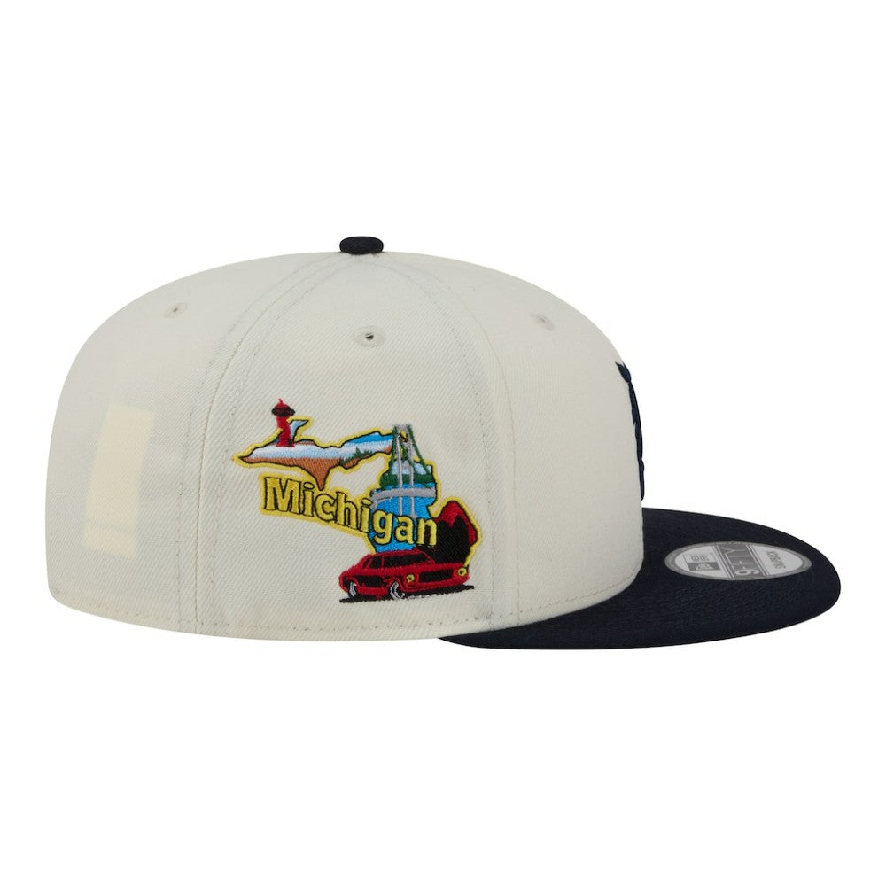 Detroit Tigers New Era Localized 9FIFTY Snapback Hat - Cream/Navy Hats